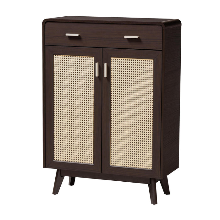 GIANCARLO MODERN 2 DOOR SHOE CABINET WITH RATTAN DOOR