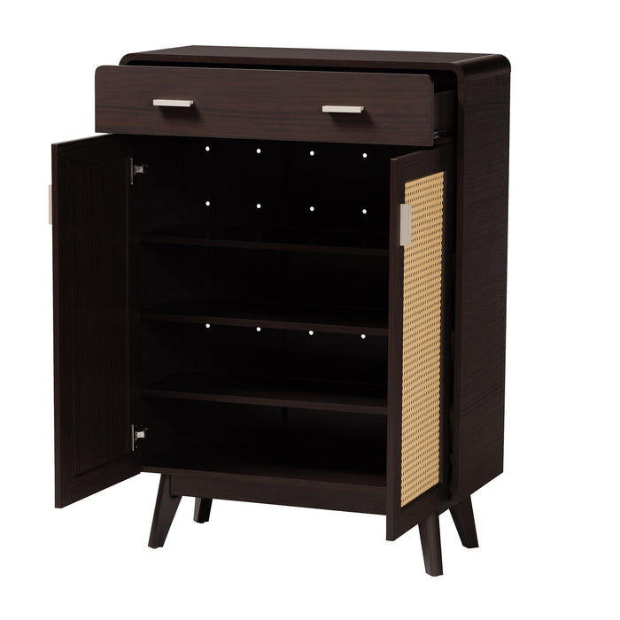 GIANCARLO MODERN 2 DOOR SHOE CABINET WITH RATTAN DOOR