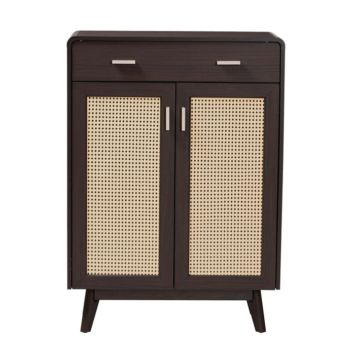 GIANCARLO MODERN 2 DOOR SHOE CABINET WITH RATTAN DOOR