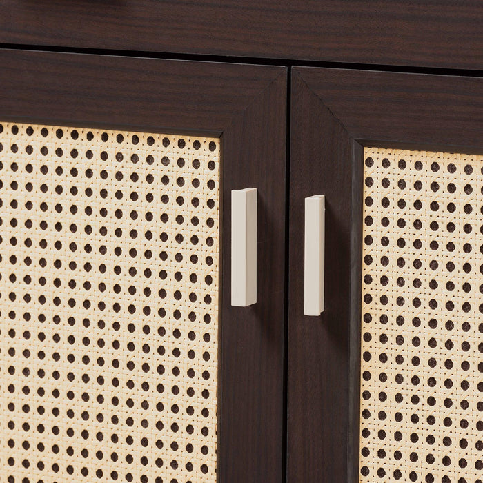 GIANCARLO MODERN 2 DOOR SHOE CABINET WITH RATTAN DOOR