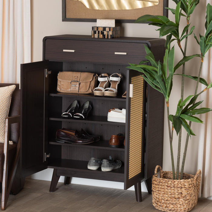 GIANCARLO MODERN 2 DOOR SHOE CABINET WITH RATTAN DOOR