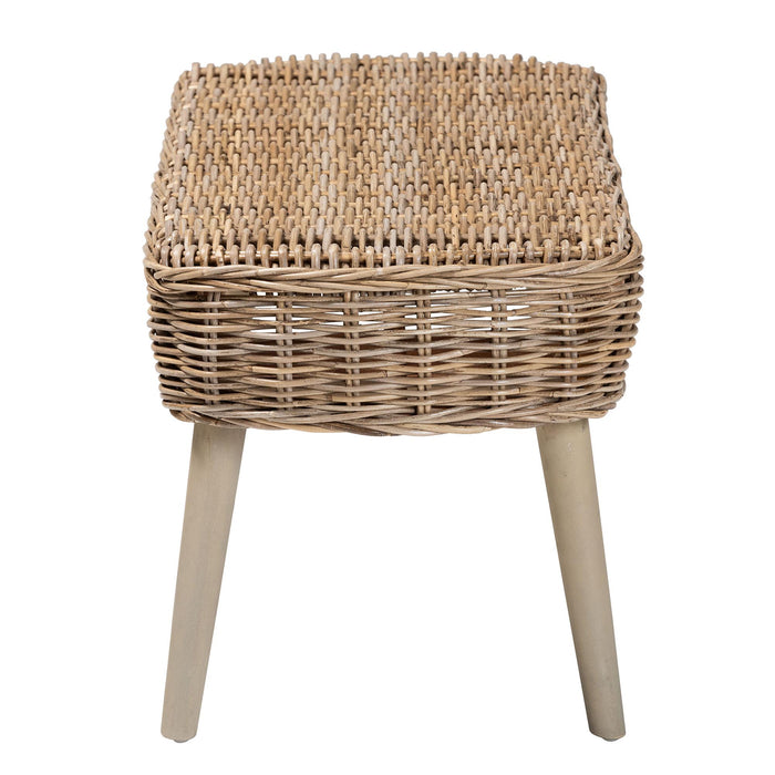 RAISA RATTAN AND GREY ACACIA WOOD ACCENT BENCH