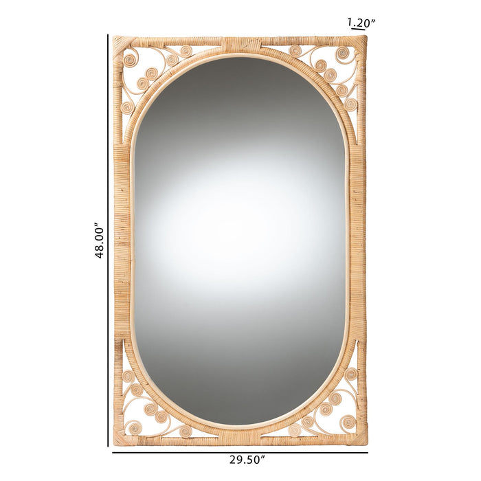 BALI & PARI ISLEY MODERN RATTAN ACCENT WALL MIRROR