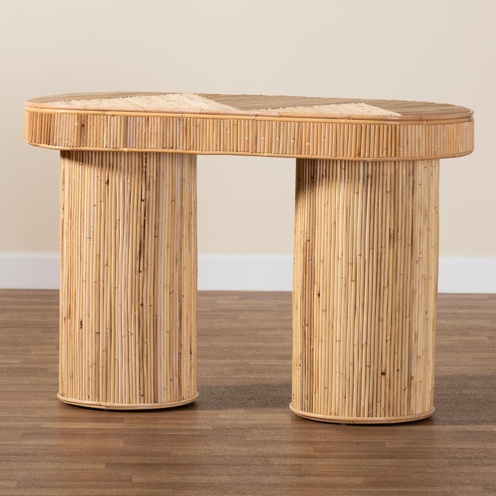 IRYNA MODERN NATURAL RATTAN CONSOLE TABLE