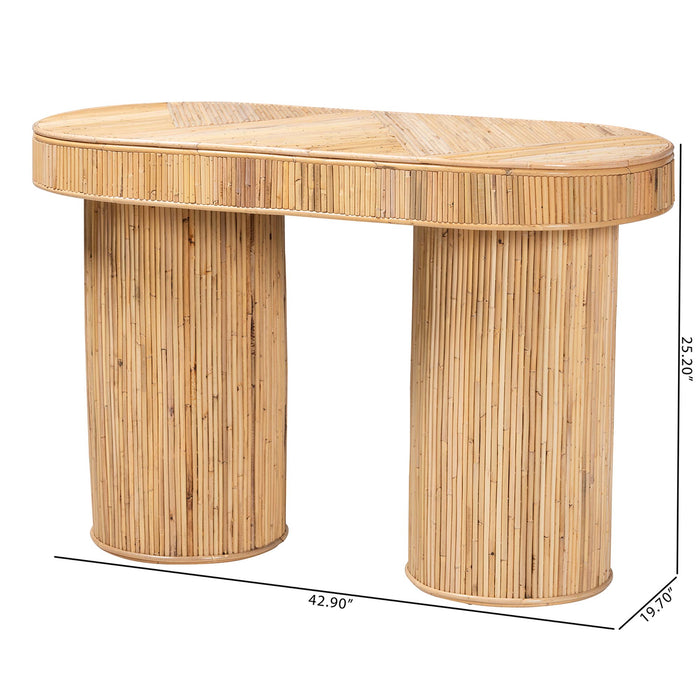 IRYNA MODERN NATURAL RATTAN CONSOLE TABLE