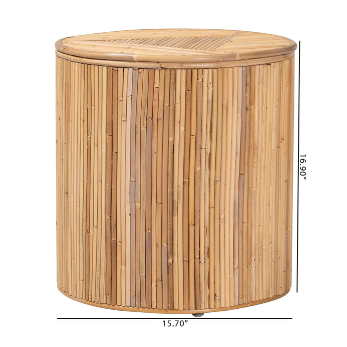 MILAGRA MODERN BOHEMIAN NATURAL RATTAN END TABLE