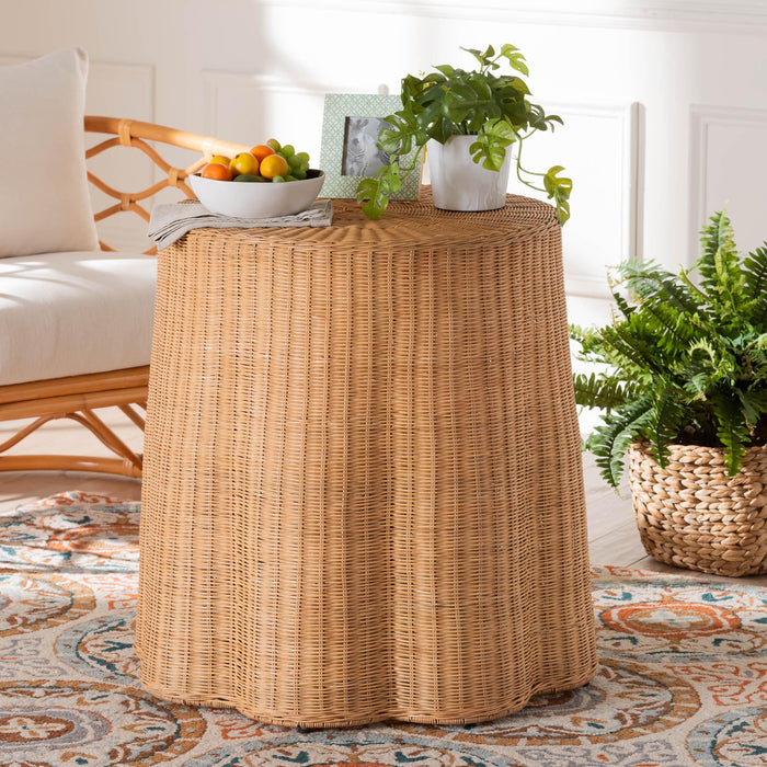 Palm Light Honey Rattan End Table
