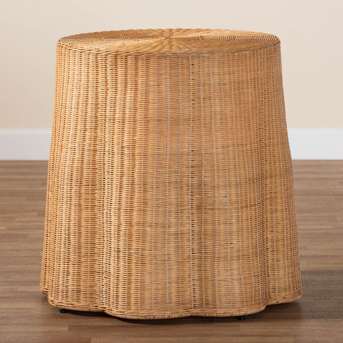 Palm Light Honey Rattan End Table