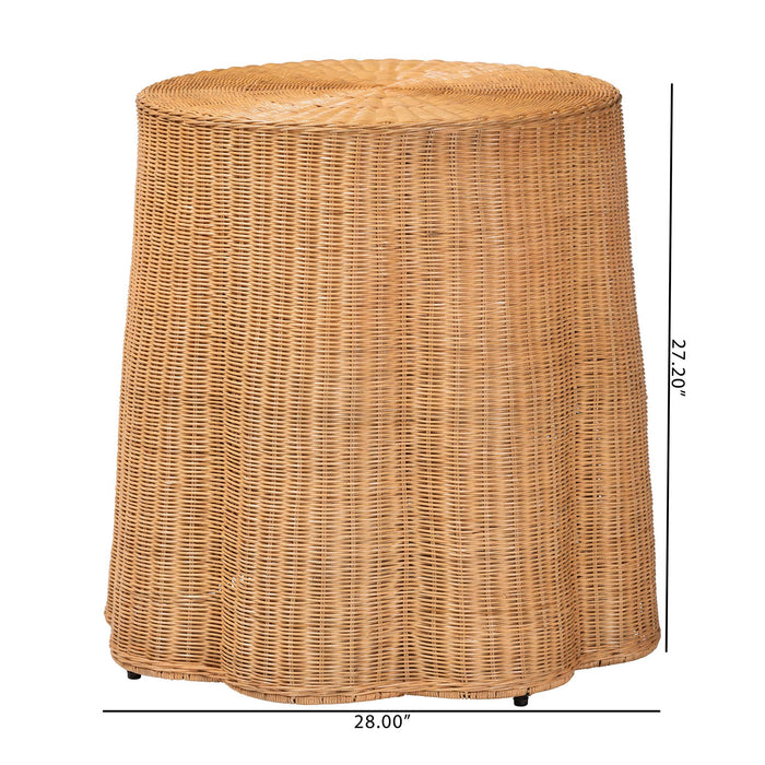 Palm Light Honey Rattan End Table