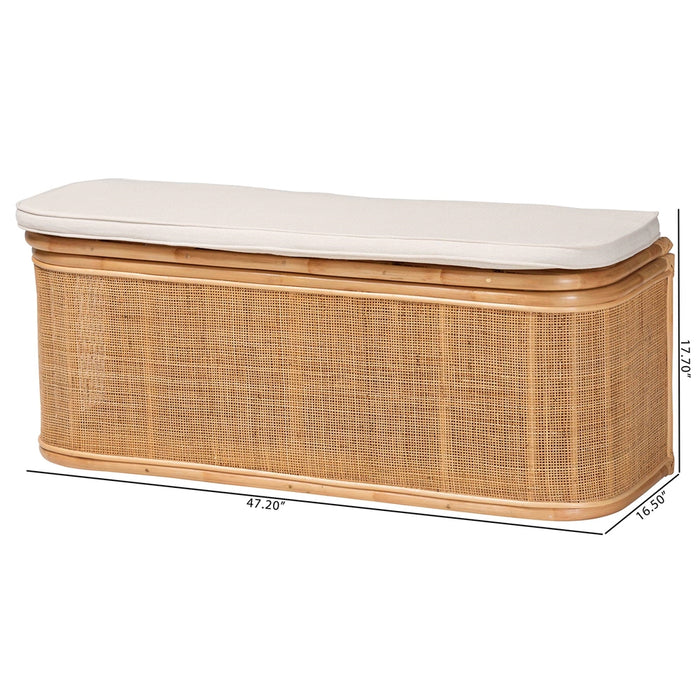 Ishana Natural Rattan Storage Bench – Boho Lift-Top Seat