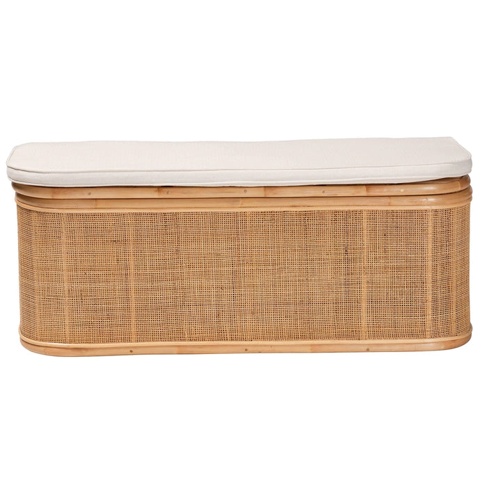 Ishana Natural Rattan Storage Bench – Boho Lift-Top Seat