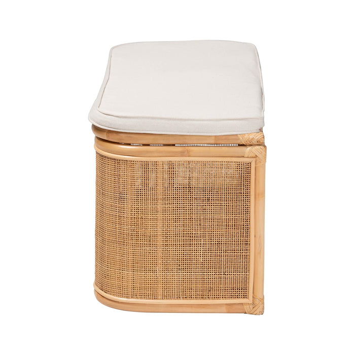 Ishana Natural Rattan Storage Bench – Boho Lift-Top Seat