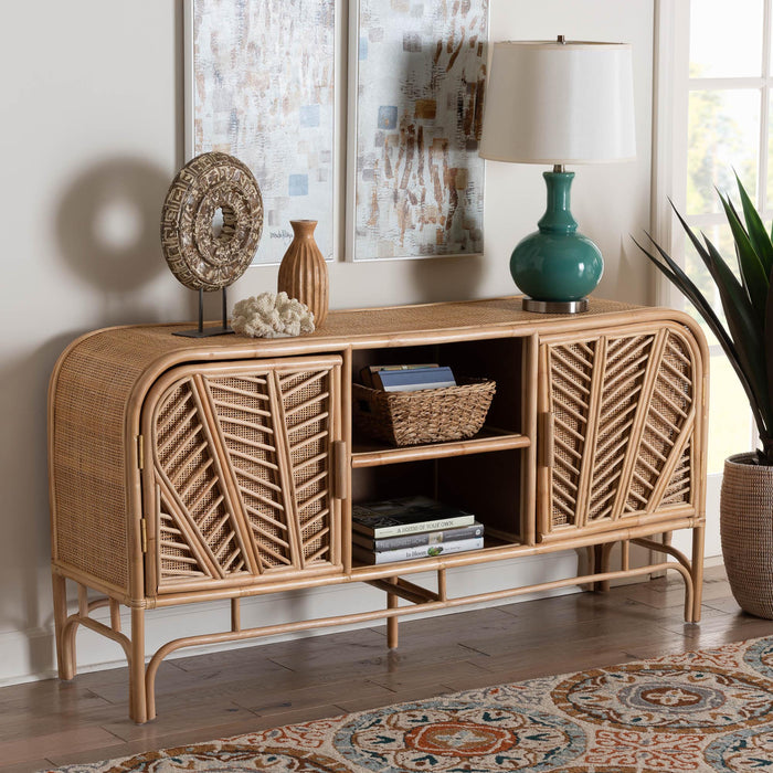 CARABELLA BOHEMIAN NATURAL RATTAN 2-DOOR STORAGE CABINET