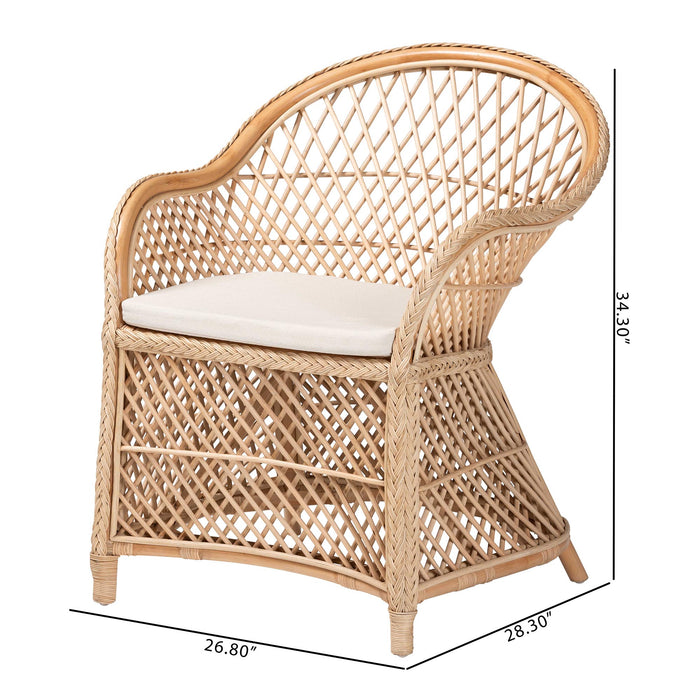 Casilda Bohemian Natural Braided Rattan Arm Chair