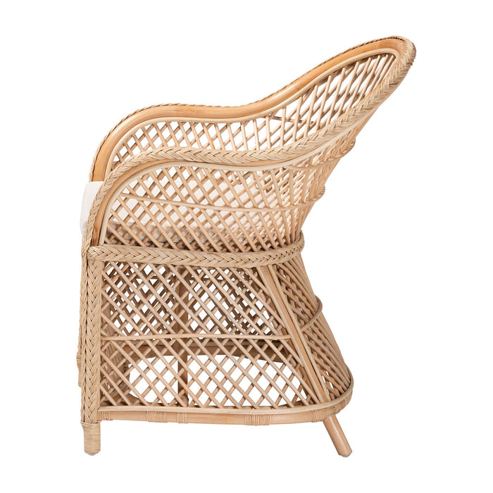 Casilda Bohemian Natural Braided Rattan Arm Chair