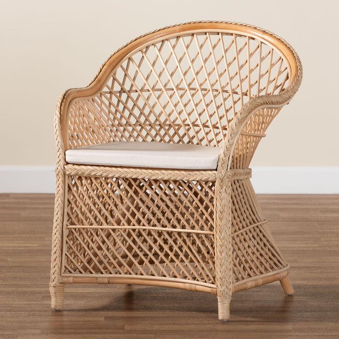 Casilda Bohemian Natural Braided Rattan Arm Chair