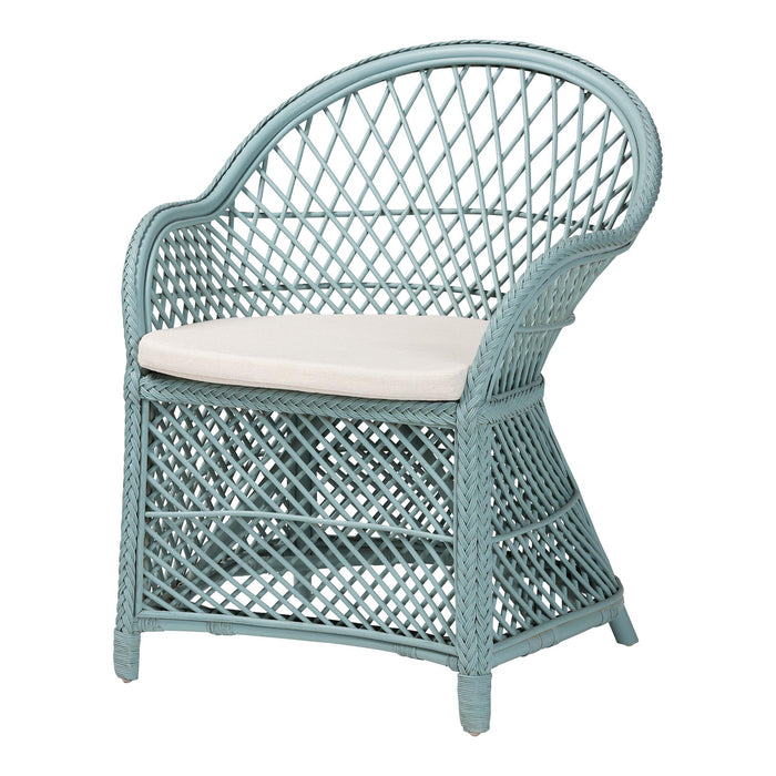 Casilda Bohemian Light Blue Braided Rattan Arm Chair