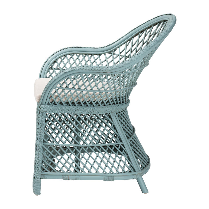 Casilda Bohemian Light Blue Braided Rattan Arm Chair