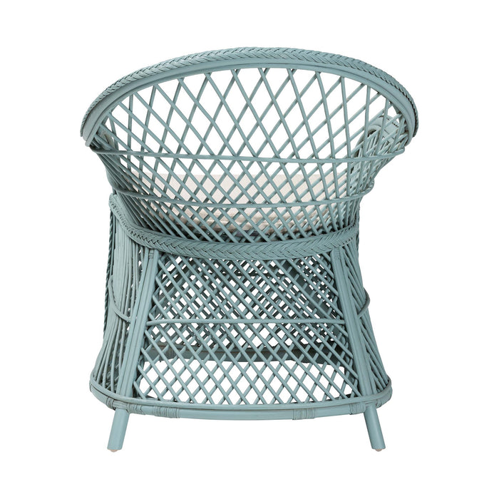 Casilda Bohemian Light Blue Braided Rattan Arm Chair