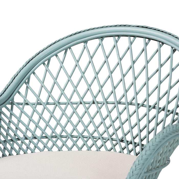 Casilda Bohemian Light Blue Braided Rattan Arm Chair