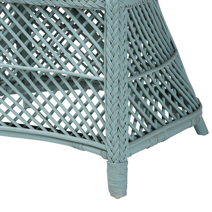 Casilda Bohemian Light Blue Braided Rattan Arm Chair
