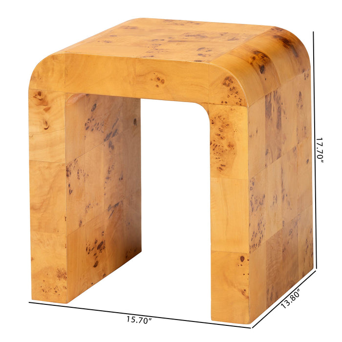 Revelle Mappa Real Burl Wood End Table