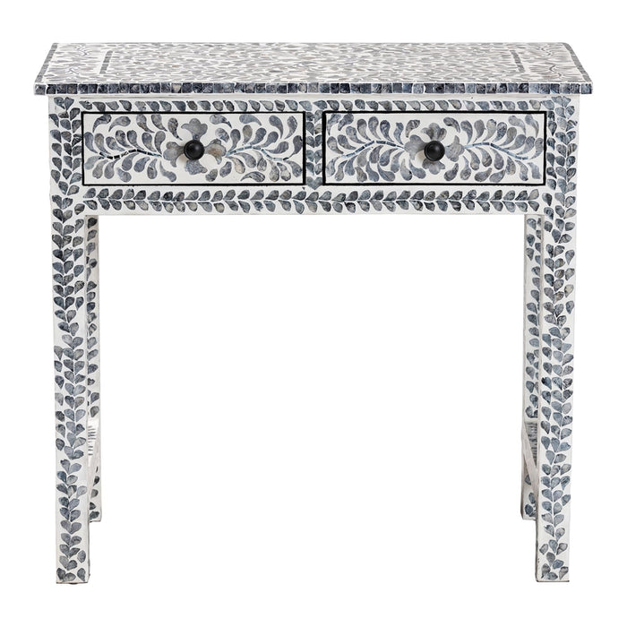 Diata Coastal Black and White Mother of Pearl Capiz Shell 2-Drawer Console Table