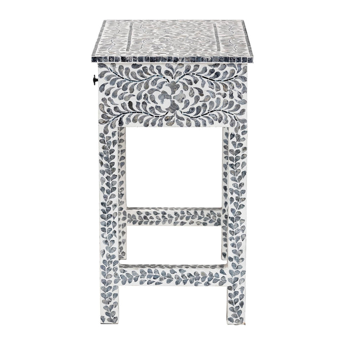 Diata Coastal Black and White Mother of Pearl Capiz Shell 2-Drawer Console Table