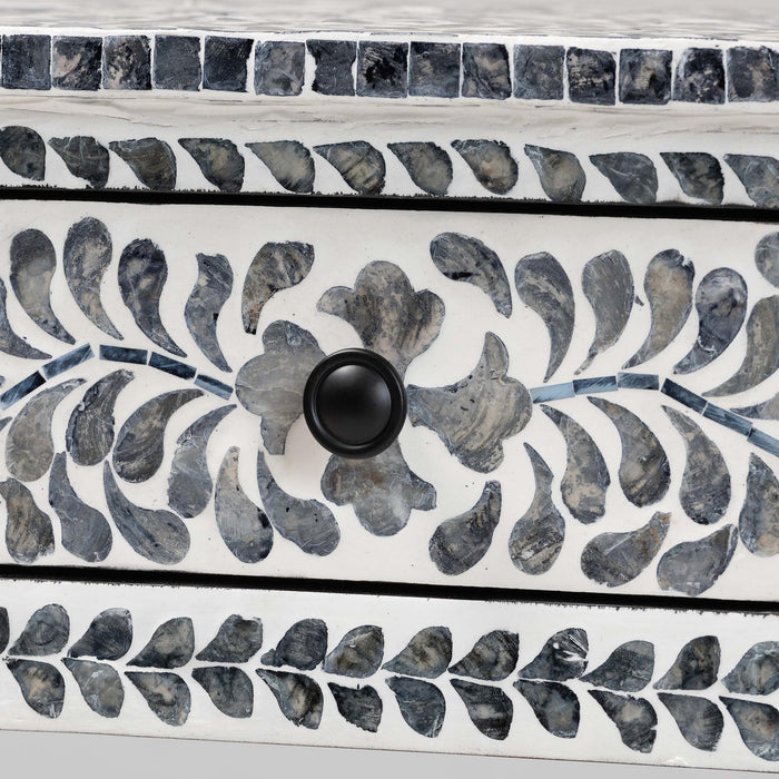 Diata Coastal Black and White Mother of Pearl Capiz Shell 2-Drawer Console Table