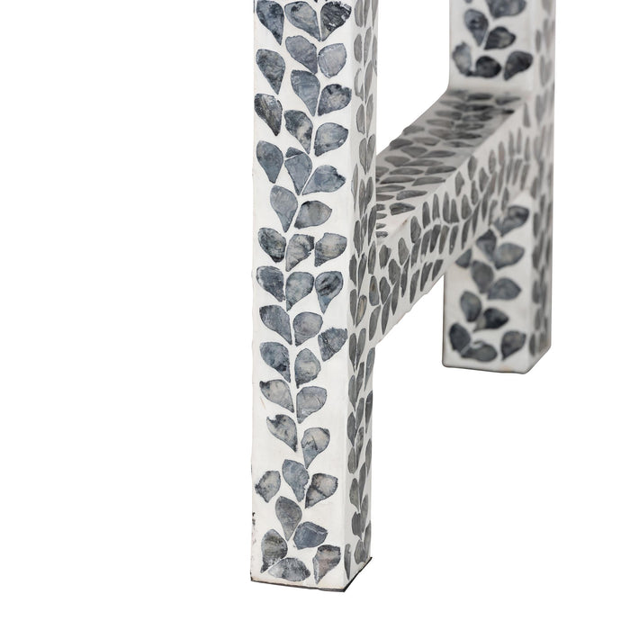 Diata Coastal Black and White Mother of Pearl Capiz Shell 2-Drawer Console Table
