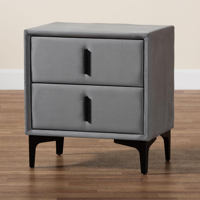 Etienne Velvet 2-Drawer Nightstand