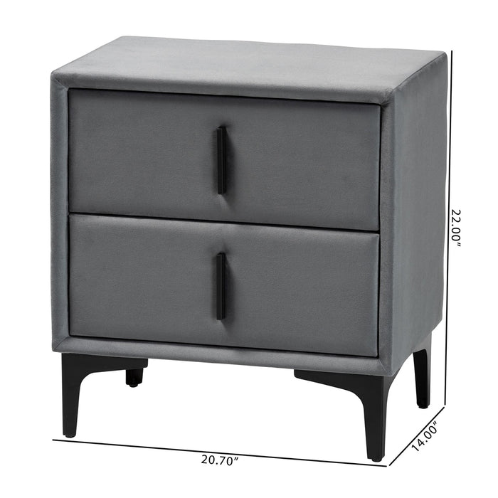 Etienne Velvet 2-Drawer Nightstand