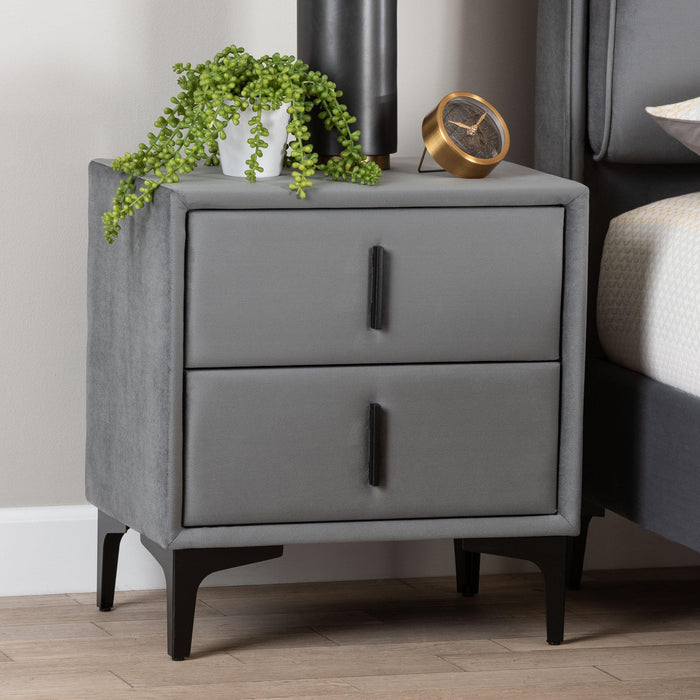 Etienne Velvet 2-Drawer Nightstand