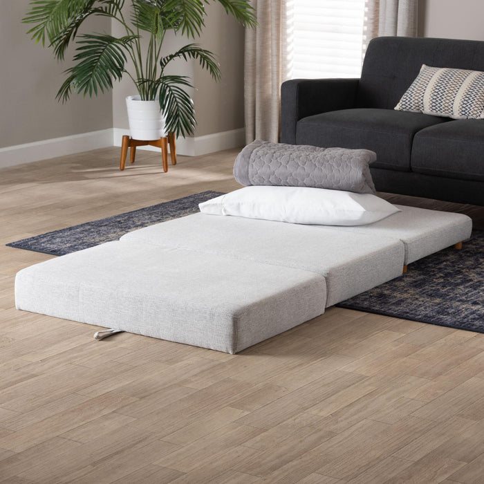 Sabriel Modern Light Grey Fabric Convertible Sleeper Ottoman