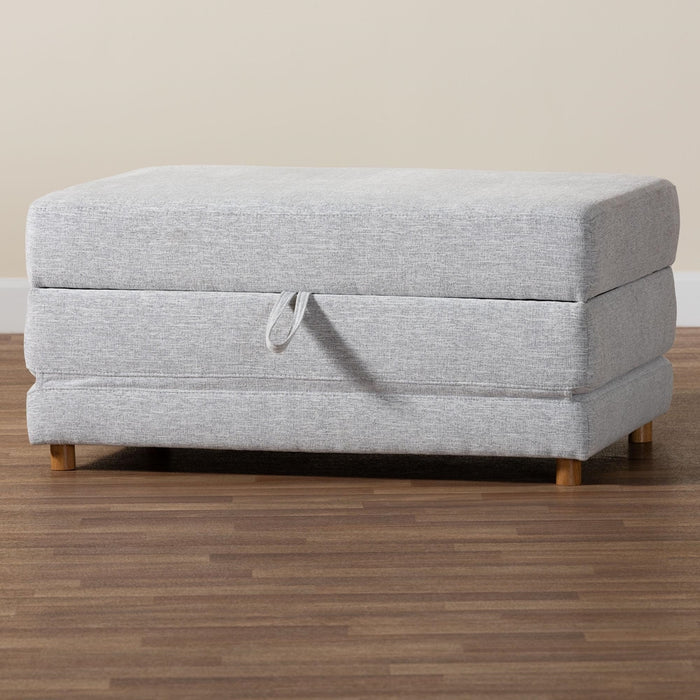 Sabriel Modern Light Grey Fabric Convertible Sleeper Ottoman