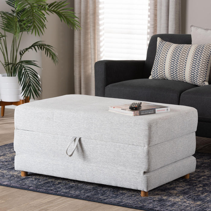 Sabriel Modern Light Grey Fabric Convertible Sleeper Ottoman
