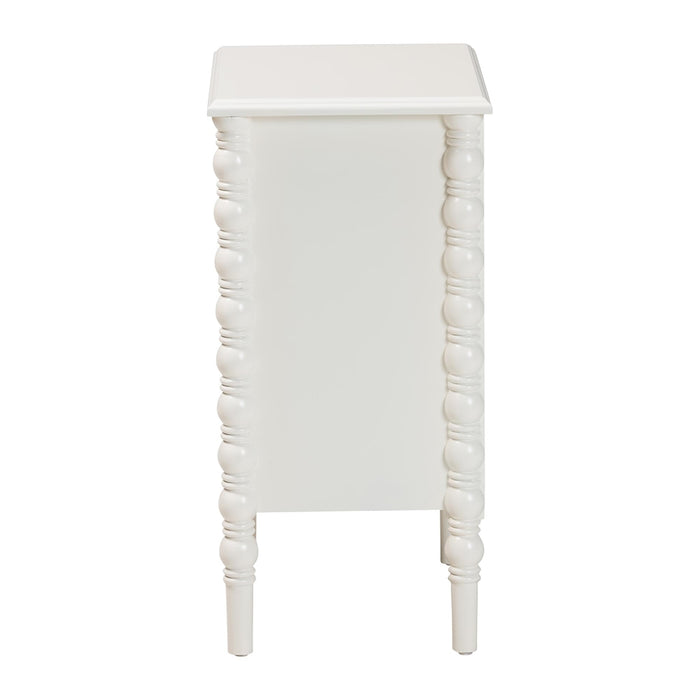 Malinda Classic White Wood 3-Drawer End Table with Spindle Legs