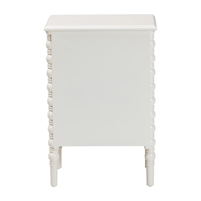 Malinda Classic White Wood 3-Drawer End Table with Spindle Legs