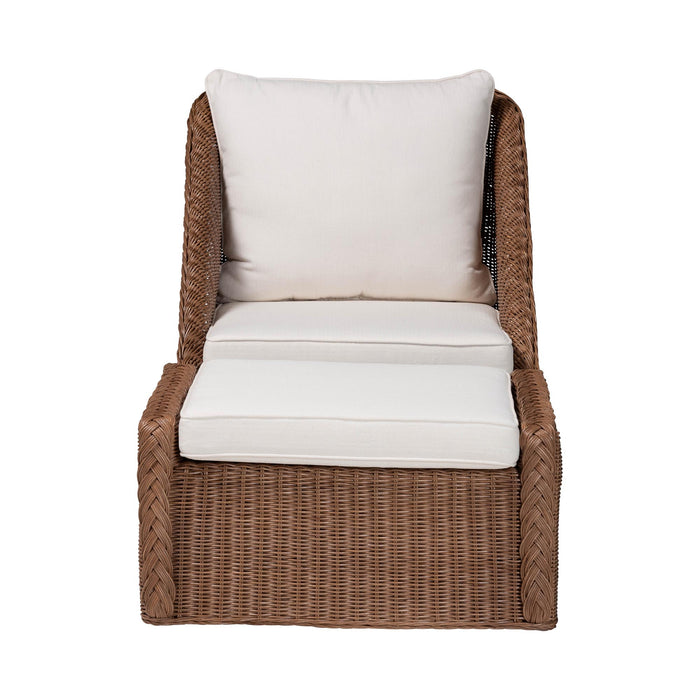 Derris Bohemian Rattan 2-Piece Arm Chair and Footstool Set