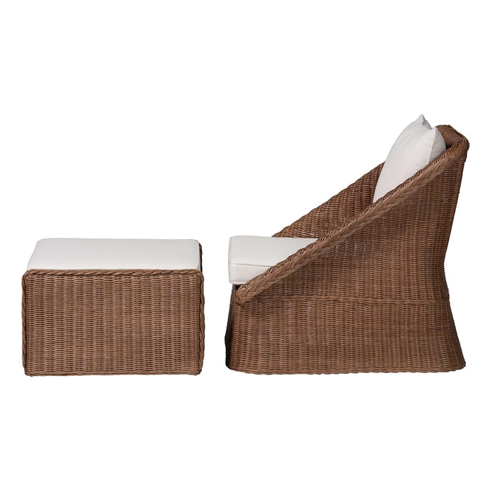 Derris Bohemian Rattan 2-Piece Arm Chair and Footstool Set