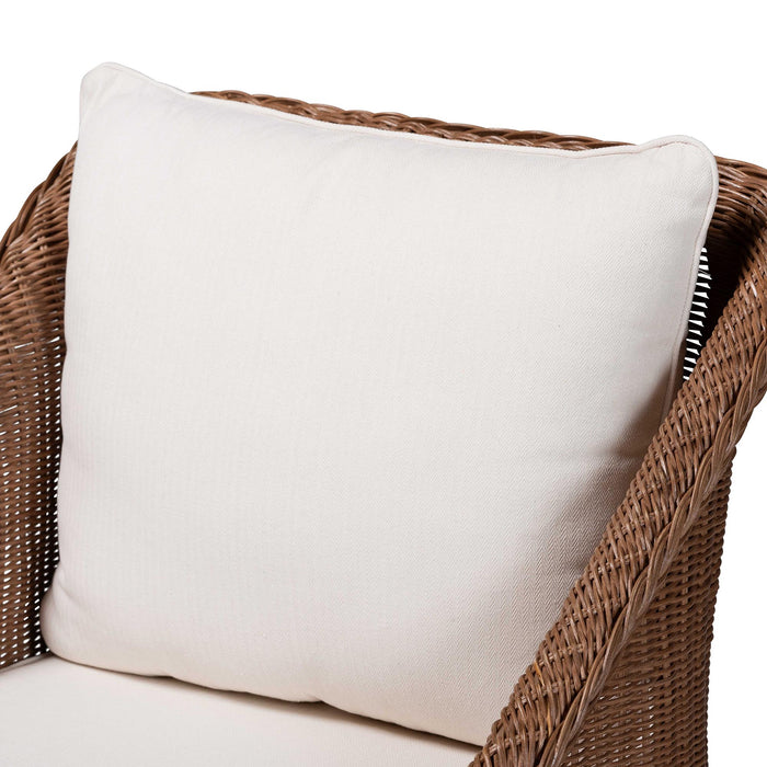 Derris Bohemian Rattan 2-Piece Arm Chair and Footstool Set