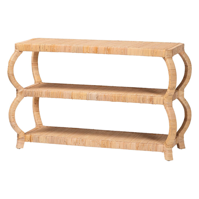 Dalida Bohemian Natural Rattan 3-Tier Console Table