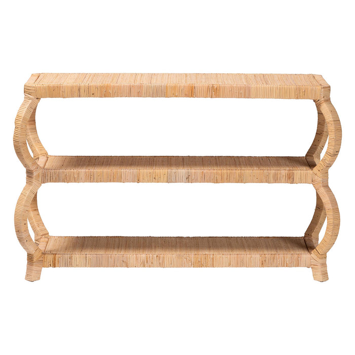 Dalida Bohemian Natural Rattan 3-Tier Console Table