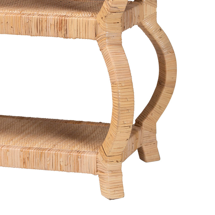 Dalida Bohemian Natural Rattan 3-Tier Console Table