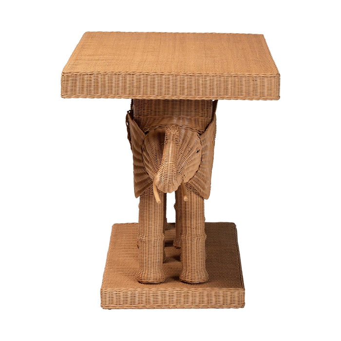 Elissa Bohemian Honey Rattan Elephant Console Table/Light Honey