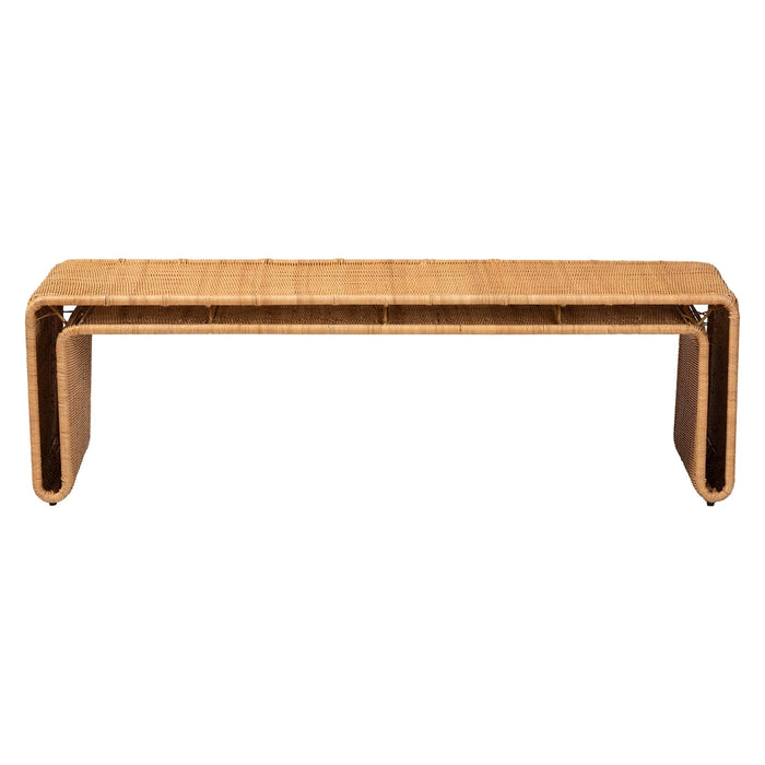 Nevada Bohemian Light Honey Rattan Accent Bench