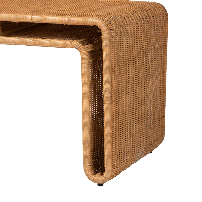 Nevada Bohemian Light Honey Rattan Accent Bench