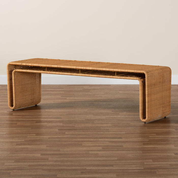 Nevada Bohemian Light Honey Rattan Accent Bench