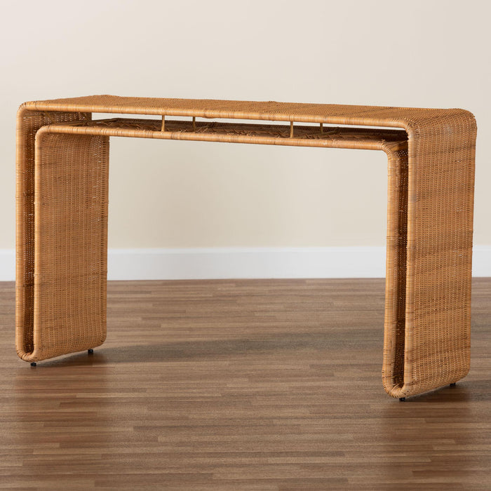 Nevada Bohemian Light Honey Rattan Console Table