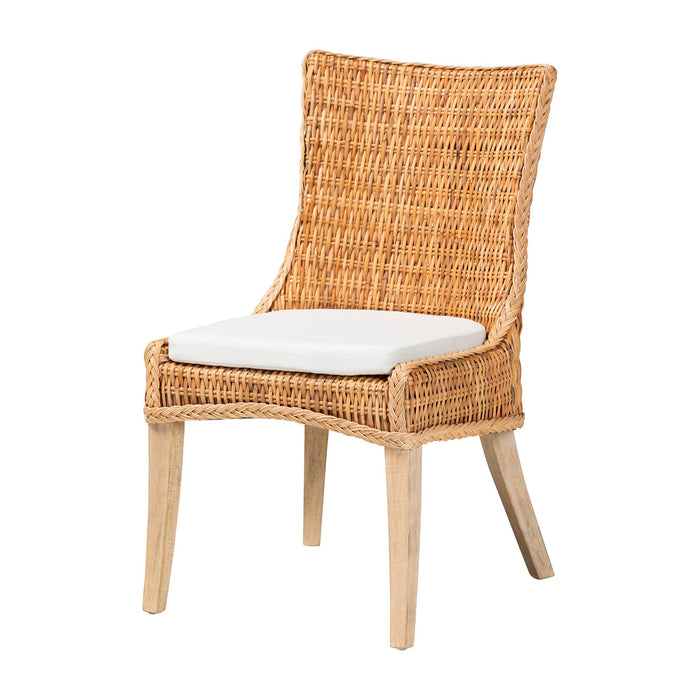 Derris Natural Rattan Dining Chair with Cushion – Light Honey